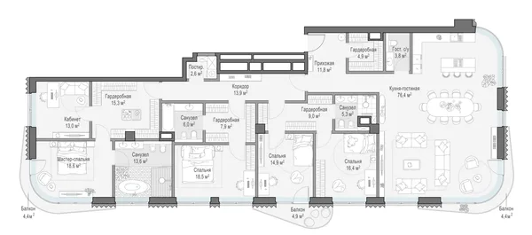 5-комнатная квартира, 252.8 м²