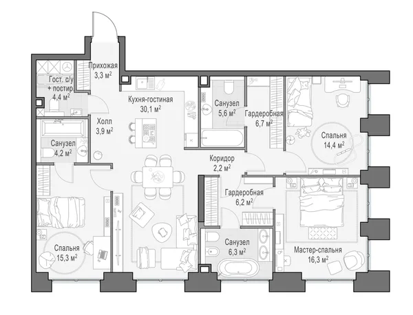 4-комнатная квартира, 12 м²