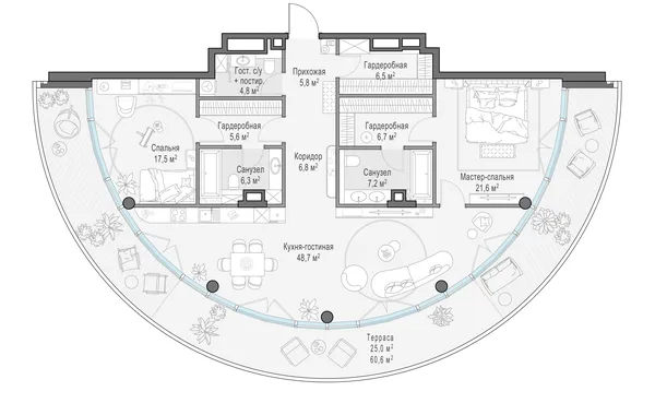 2-комнатная квартира, 144.3 м²