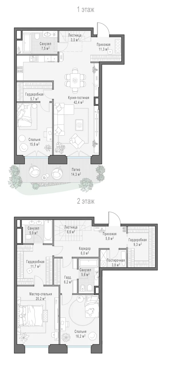 2-комнатный ситихаус, 181.8 м²