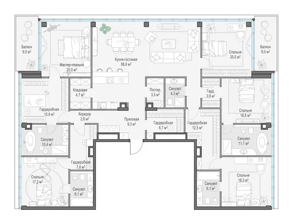 3-комнатная квартира, 261.2 м²