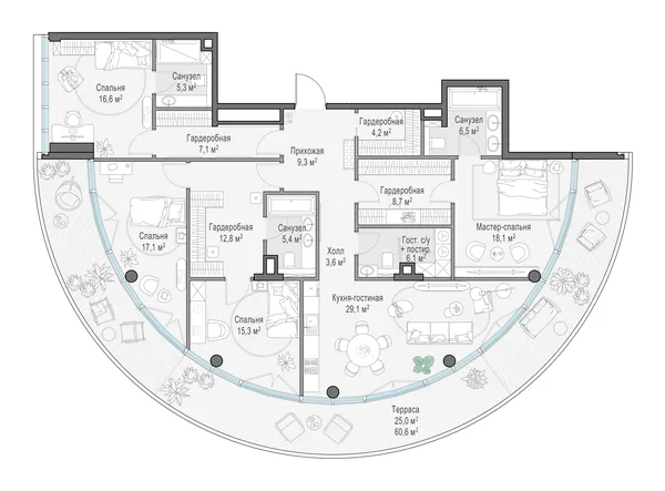 3-комнатная квартира, 172.6 м²