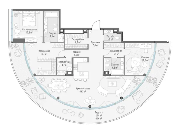 3-комнатная квартира, 167.7 м²