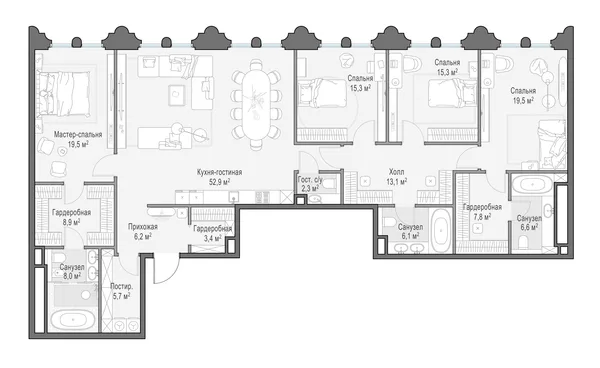 4-комнатная квартира, 190.6 м²
