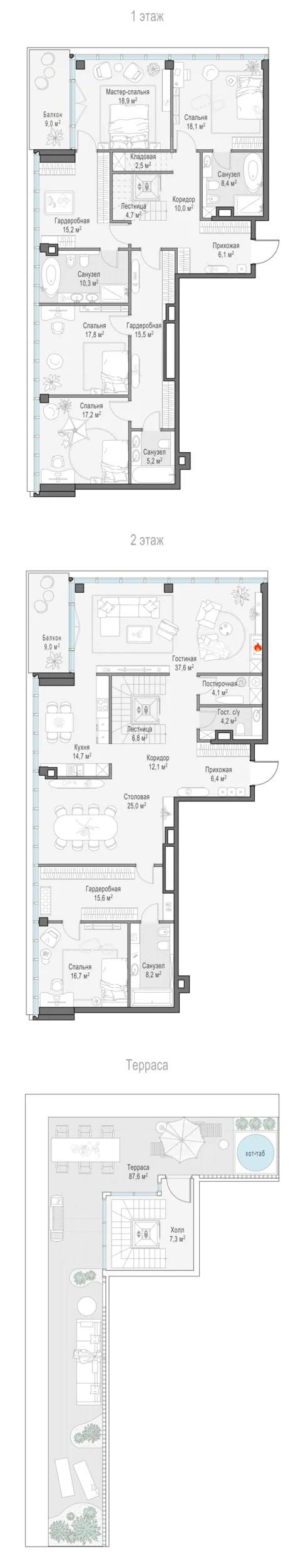 6-комнатный пентхаус, 307.8 м²