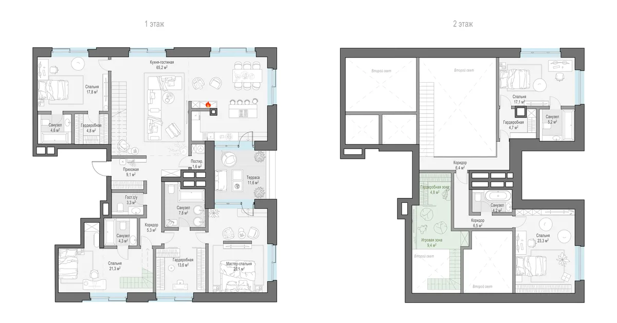 4-комнатный пентхаус 273,6 м² в особняке «Ильинка 3/8» — планировки 1