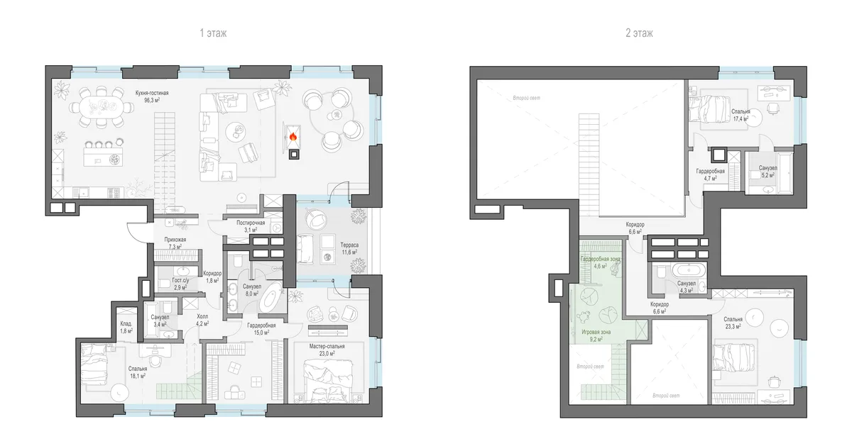 4-комнатный пентхаус 273,6 м² в особняке «Ильинка 3/8» — планировки 7