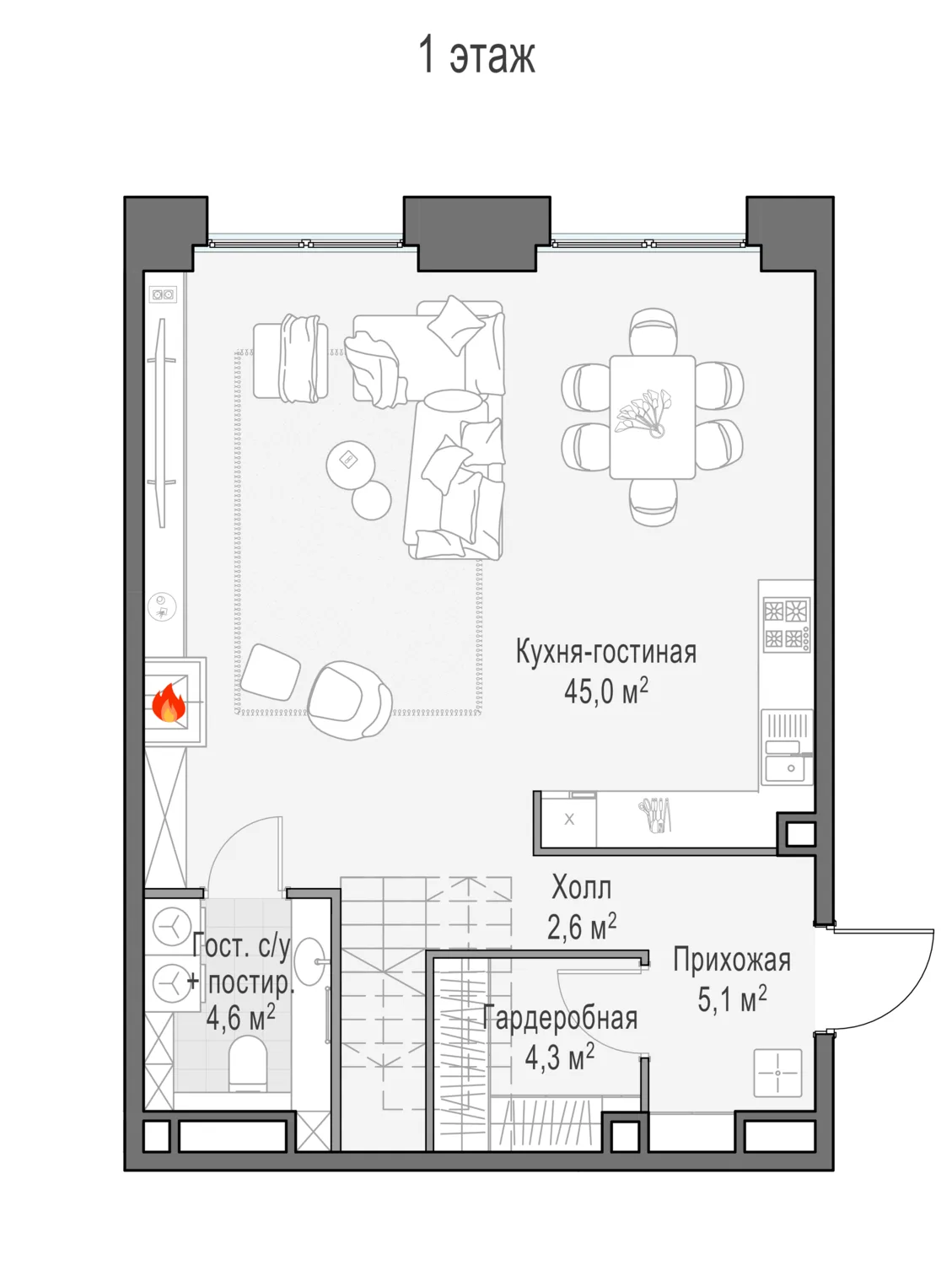 3-комнатный пентхаус 125,3 м² в ЖК «Life Time» — планировки 4
