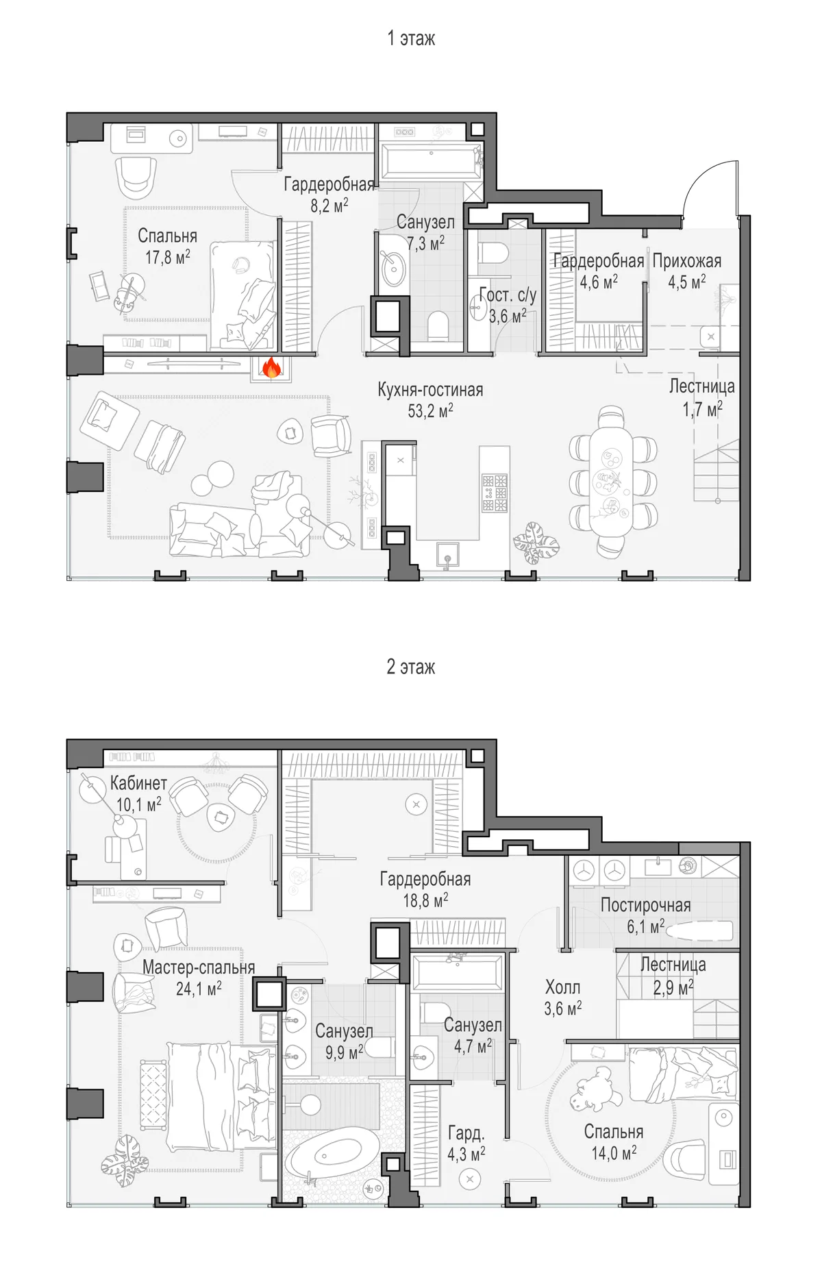 5-комнатный пентхаус 198,8 м² в ЖК «Life Time» — планировки 2