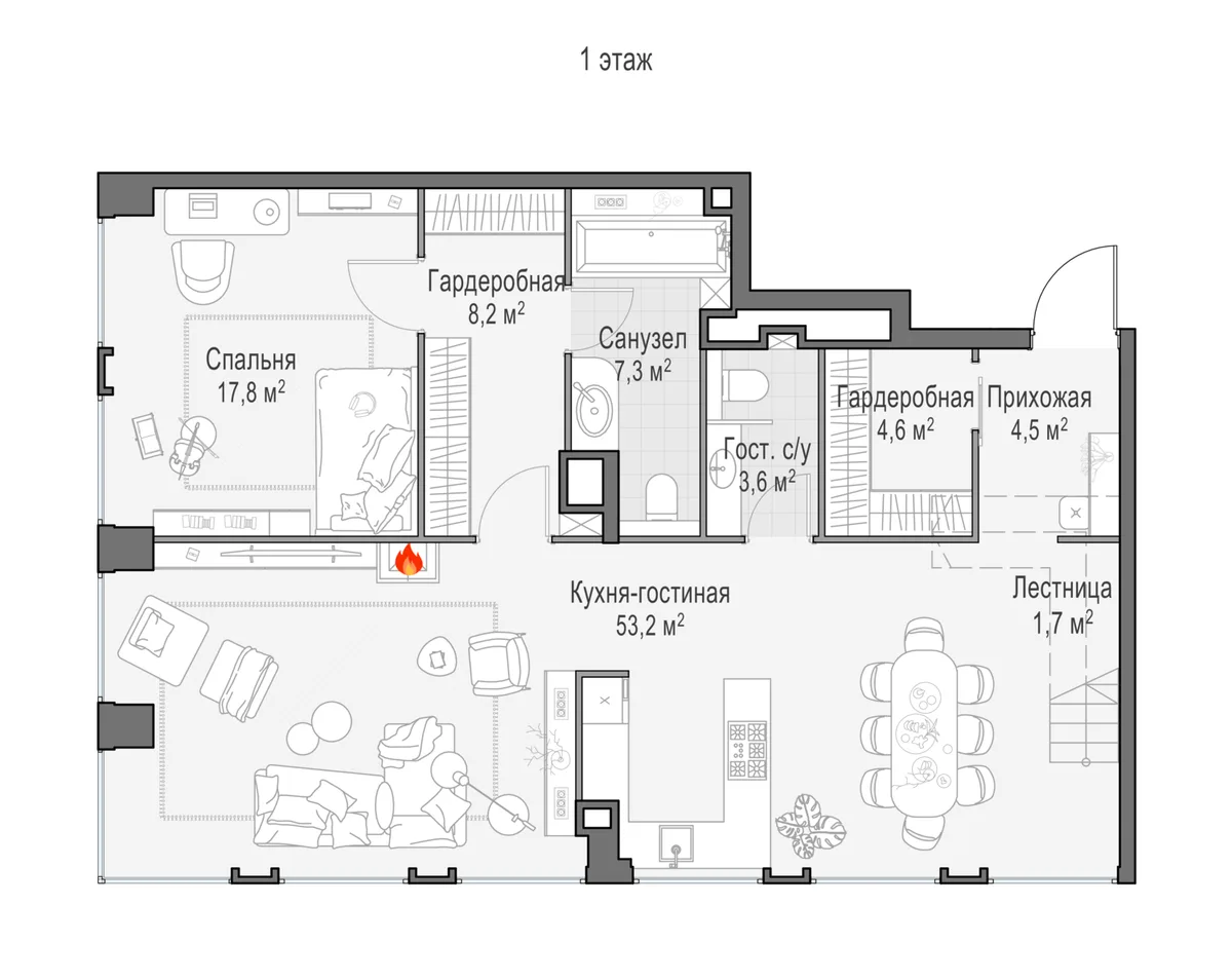 5-комнатный пентхаус 198,8 м² в ЖК «Life Time» — планировки 3
