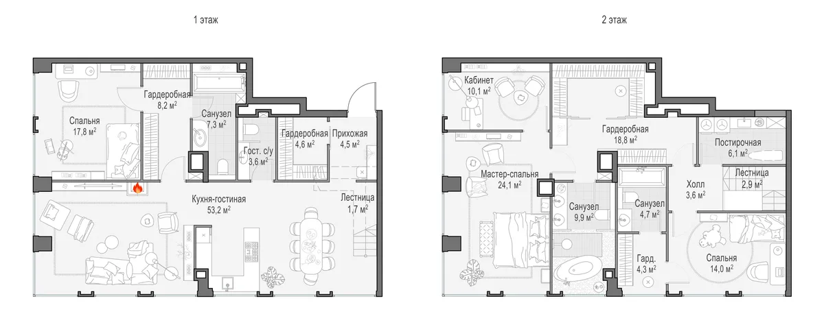 5-комнатный пентхаус 198,8 м² в ЖК «Life Time» — планировки 4