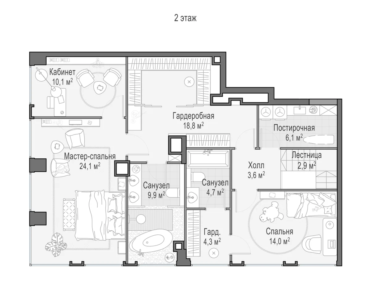 5-комнатный пентхаус 198,8 м² в ЖК «Life Time» — планировки 8