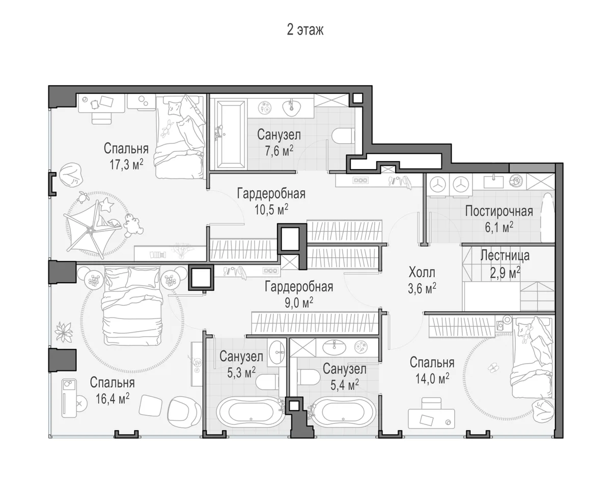 5-комнатный пентхаус 198,8 м² в ЖК «Life Time» — планировки 9