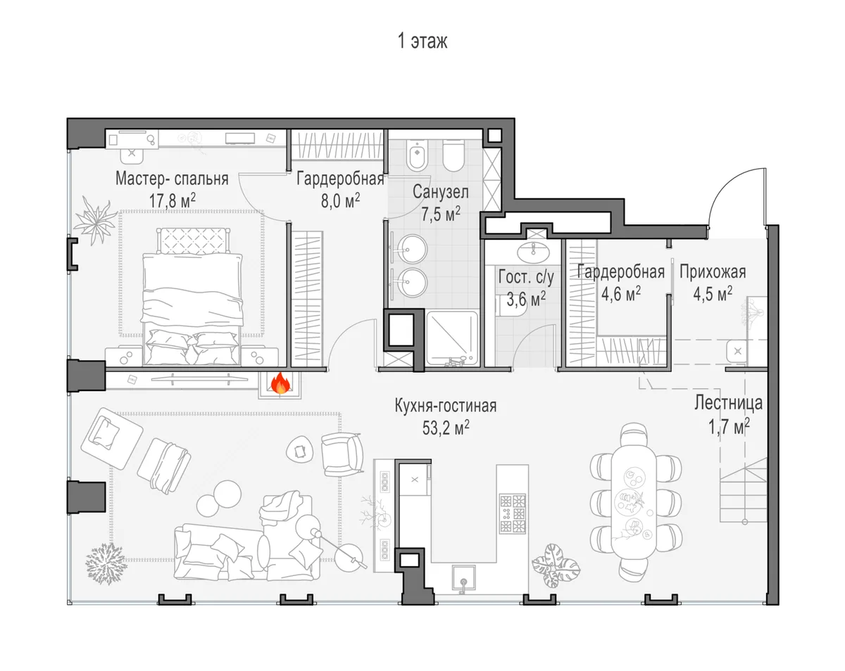 5-комнатный пентхаус 198,8 м² в ЖК «Life Time» — планировки 10