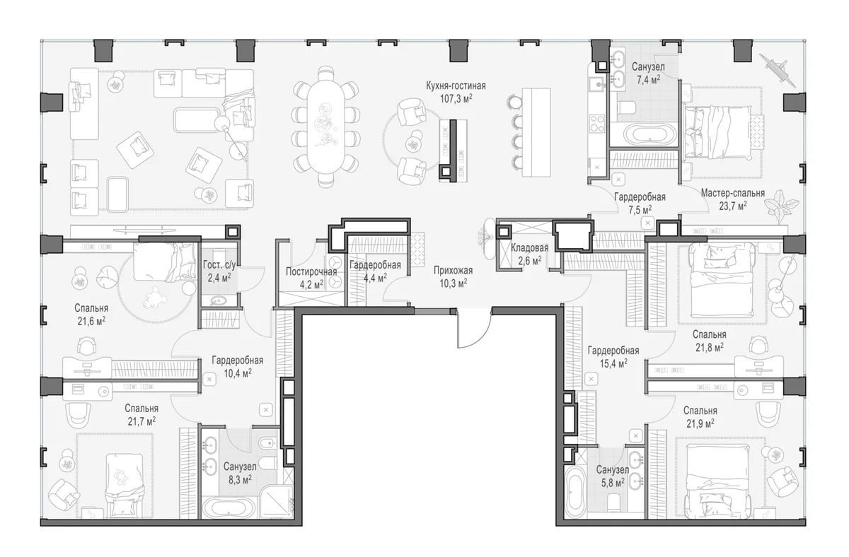 8-комнатная квартира 296,3 м² в ЖК «Life Time» — планировки 3