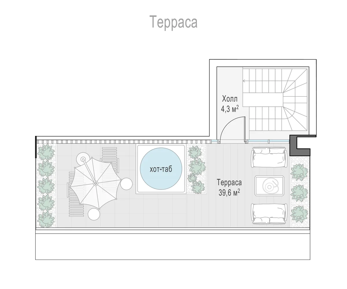 3-комнатный пентхаус 174 м² в ЖК «Фрунзенский» — планировки 2