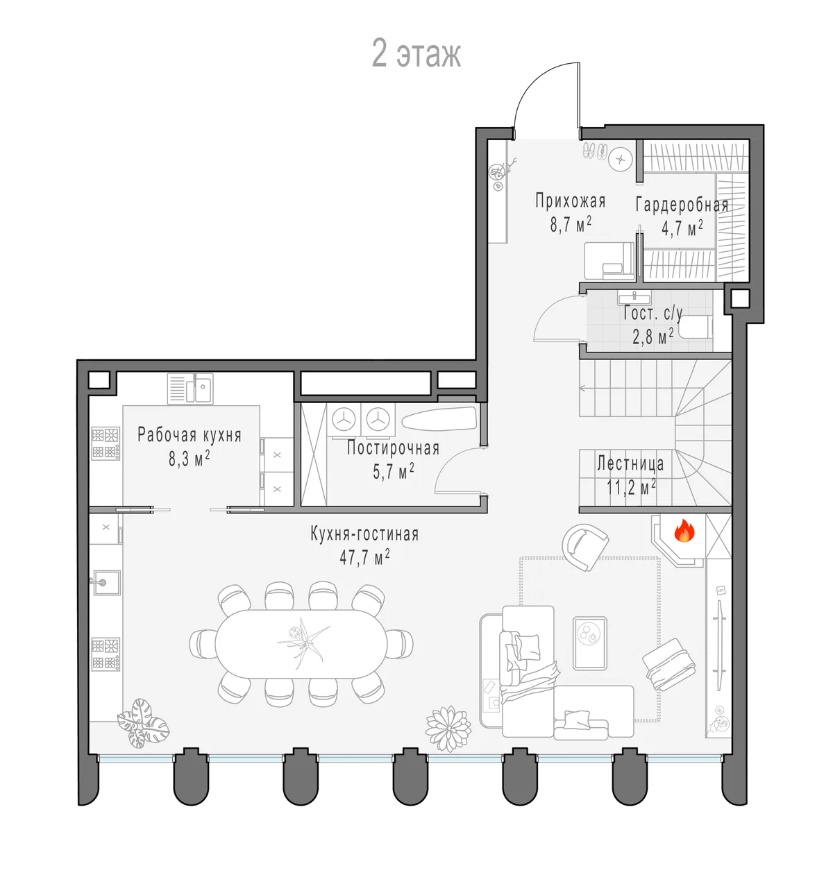 3-комнатный пентхаус 174 м² в ЖК «Фрунзенский» — планировки 10