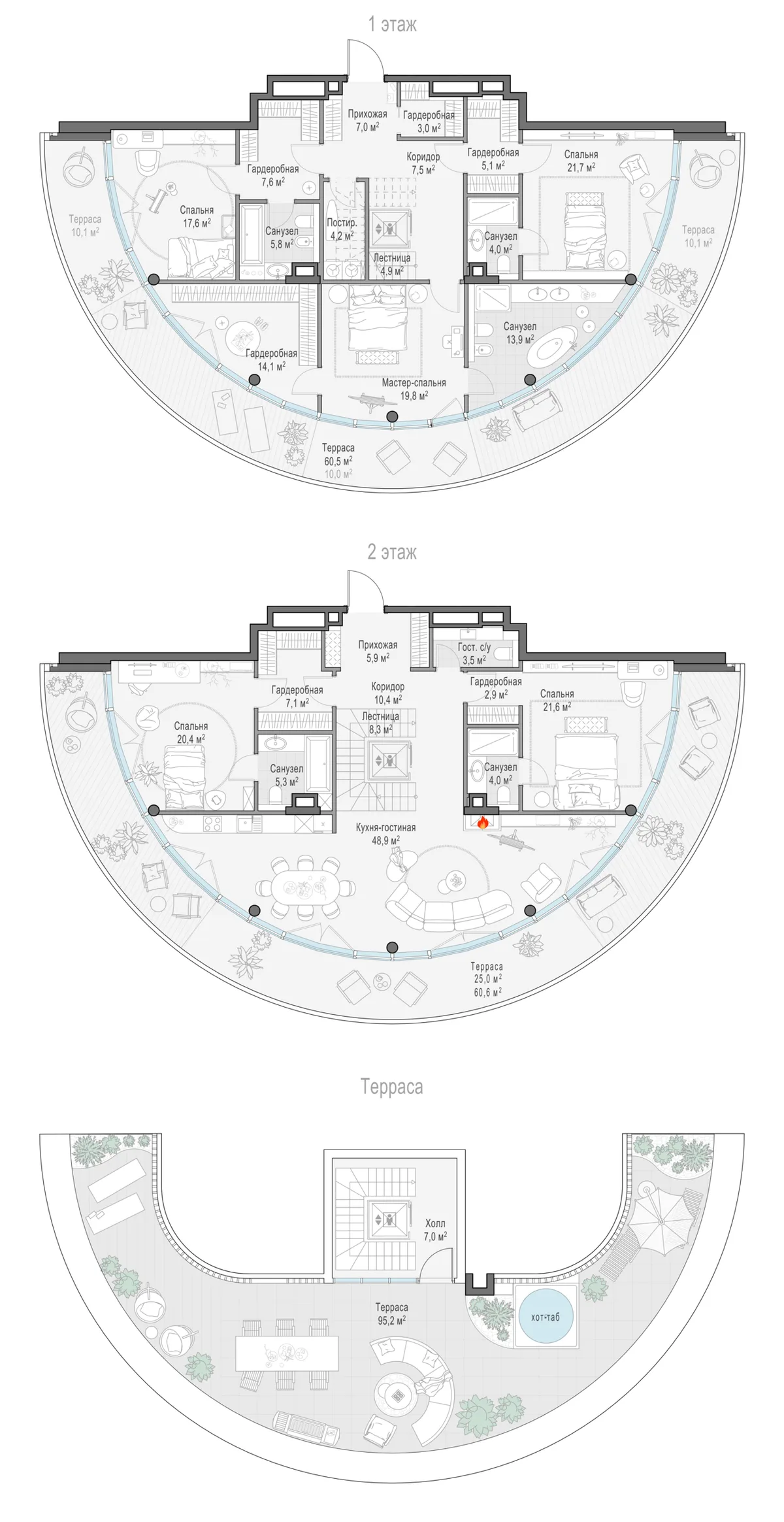5-комнатный пентхаус 287,9 м² в ЖК «Фрунзенский» — планировки 6