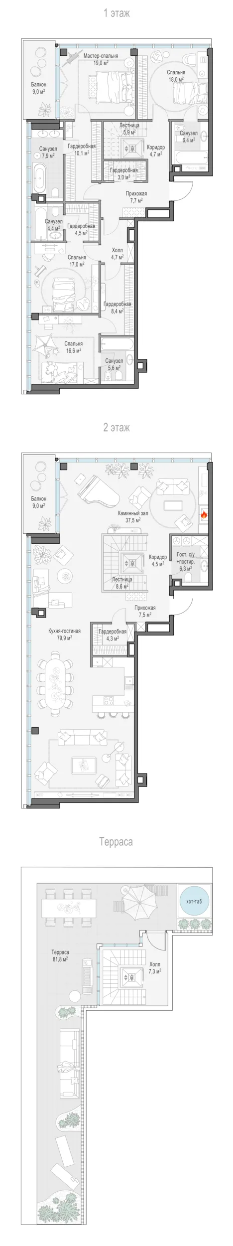 5-комнатный пентхаус 295 м² в ЖК «Фрунзенский» — планировки 6