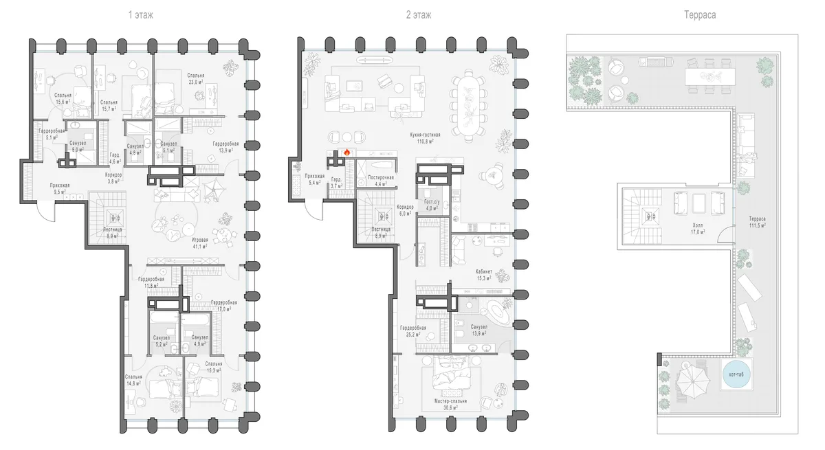 7-комнатный пентхаус 450,4 м² в ЖК «Фрунзенский» — планировки 9