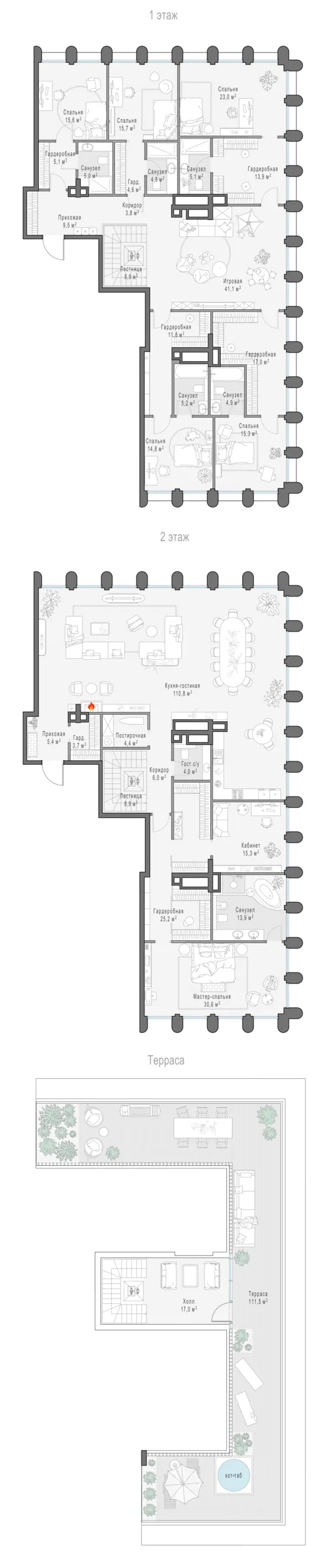7-комнатный пентхаус 450,4 м² в ЖК «Фрунзенский» — планировки 13