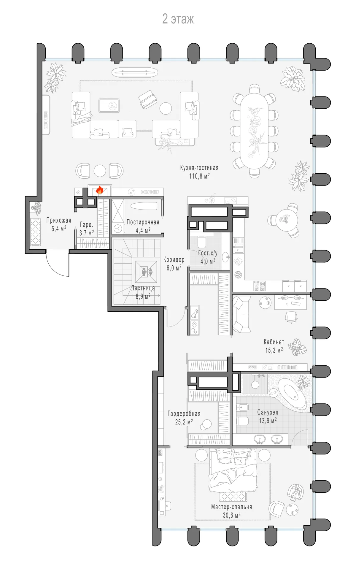 7-комнатный пентхаус 450,4 м² в ЖК «Фрунзенский» — планировки 15